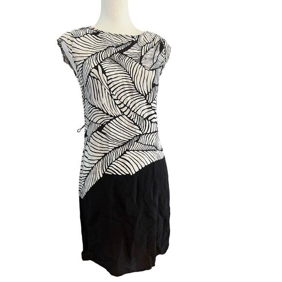 THE LOFT SHEATH DRESS BLACK AND WHITE CAPM SLEEVE WOMENS SIZE ZERO - Picture 2 of 10